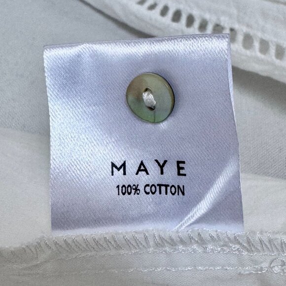 Maye The Fleur Cotton White Eyelet Embroidered 3/4 Ballon Sleeve Blouse Small - Picture 13 of 14